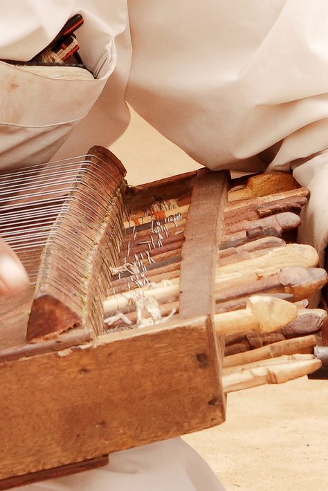 Close-up of instrument strings during recording